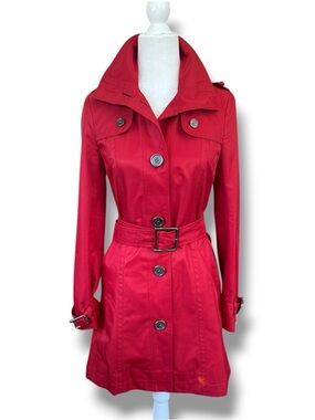 Burberry Women's Mableton Red Trench Coat Authentic UK 2R US 0 *stain*